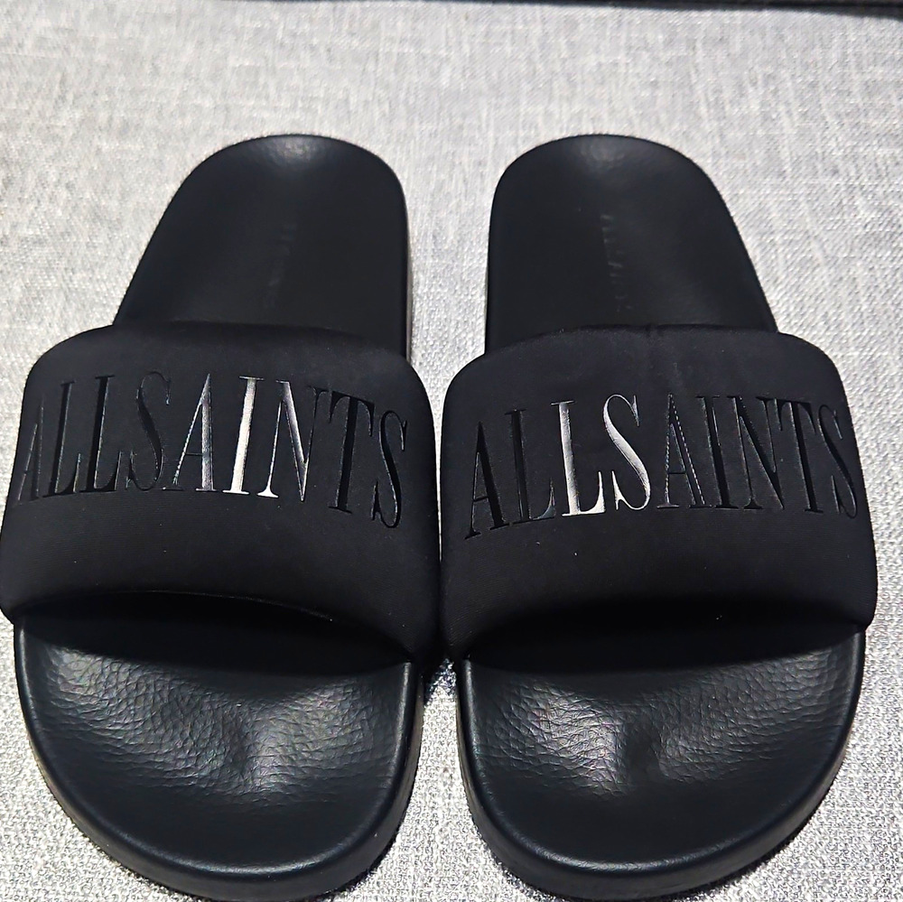 All Saints Biggy Black Rubber Slide Sandals Men's Size EU 42 US 9